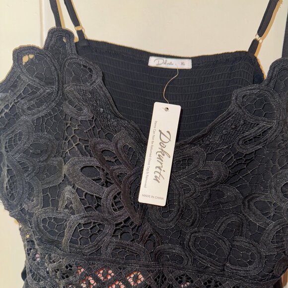 Black Lace Camisole with Smocked Back (Size XL). NWT - Picture 4 of 4